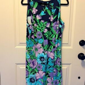 Talbots Blue and Purple Halter Sundress Midi